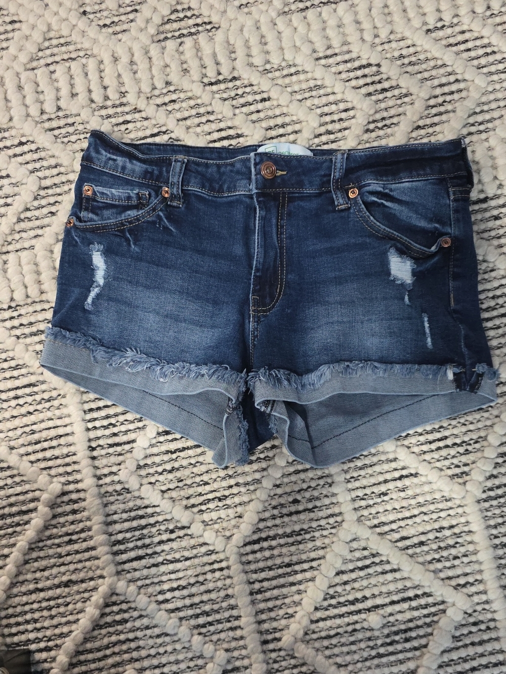 Celebrity Pink Dark Wash Distressed Denim Roll-Hem Shorts
